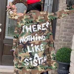 Women’s XL trench camo jacket midi length